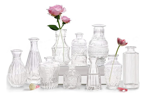 Bud Vases- Set De 10 Pequeños Jarrones De Cristal De Flores 