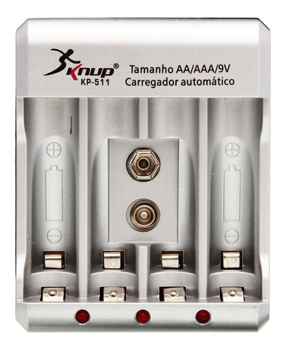 Carregador De Pilhas Aa, Aaa E Bateria 9v Kp-511