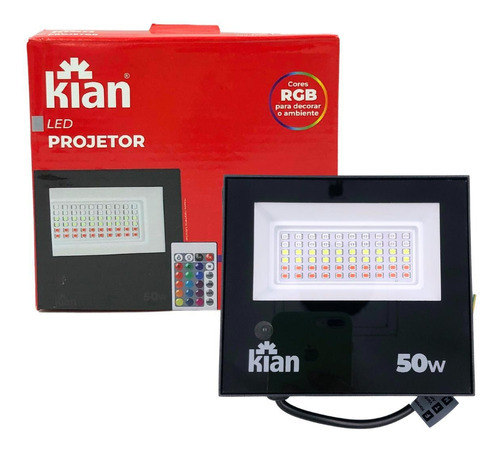 Projetor Led 50w Controle Bivolt Preto 1 Un A Prova D' Agua