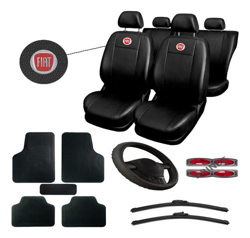 Kit Preto Capa Banco Carro Tapete Fiat Uno 91 92 93 94 A Ano