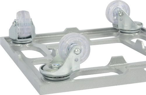 Imagem 4 de 6 de Suporte Para Vaso Quadrado 30cm Alumínio Roda Silicone Prata