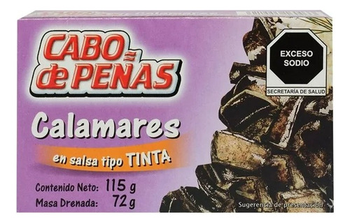 7 Pzas Calamares Cabo De Peñas En Salsa Tipo Tinta 115 G