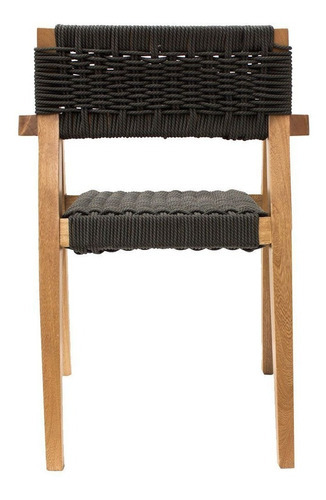 Silla Artesanal Madera Cuerda Morelia By Promobel Color de la estructura de la silla Natural Color del asiento Negro Diseño de la tela No aplica