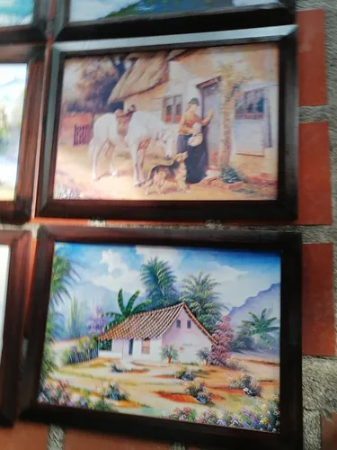 Cuadro Impreso Litografía Tema Paisajes Variado (Usado)