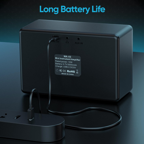 Mini Amplificador De Bajo 10 W Portátil Recargable Limpio