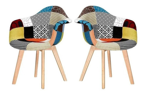 Imagen 2 de 2 de Silla de comedor Tienda El Garage Patchwork, tapizado multicolor, 2 unidades