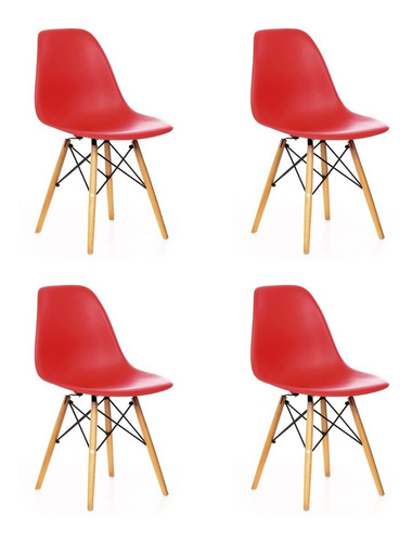 Pack 4 Sillas Eames Rojas