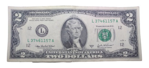 Billete 2 Dólares Usa Año 2003 Usado