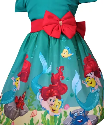 Vestido Infantil Princesa Sofia Pequena Sereia Ariel Luxo 1 A 3 Anos