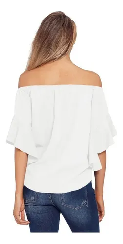 Blusa blanca sin hombros sale