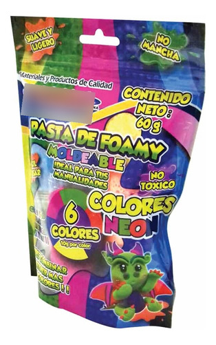 Foamy Moldeable Pascua 6pzs Colores Neon 10grs X Color