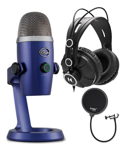 Micrófono Usb Blue Yeti Nano (azul Vivo) Con Auriculares Y F