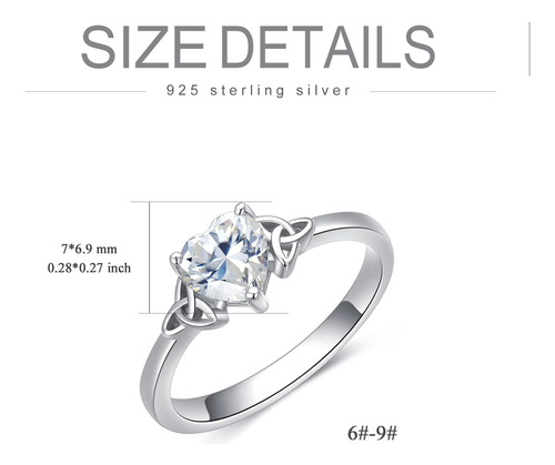 Anillos Corazón Nudo Celta Para Mujer Plata De Ley