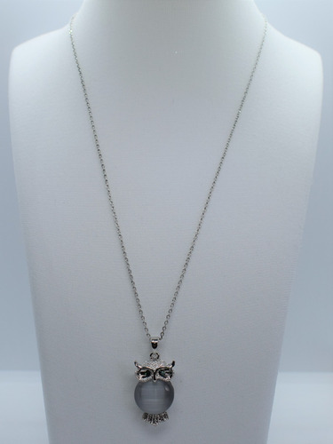 Collar Dije Búho Blanco Para Mujer Con Cristales Austriacos