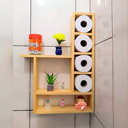Estante Organizador Madera Nórdico Baño Cocina Living Marrón Claro