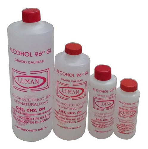 Alcohol Potable De Caña 96° 1 Lt