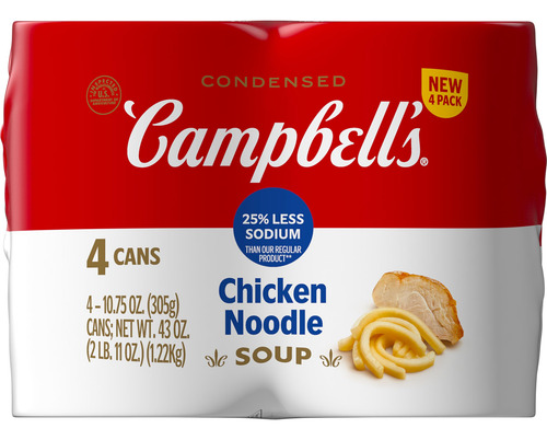 Sopa Condensada De Fideos De Pollo 25% Menos Sodio 4 Latas 3