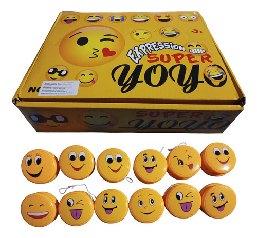 Yoyos Yoyo Sorpresas Emojis Emoticones X12 Luz Piñatas Niños