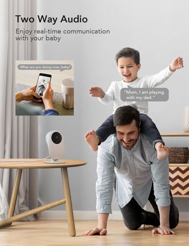 Nooie Baby Monitor Cámara Wifi Para Mascotas En Interiores Cámara De Seguridad Para El Hogar Fhd1080p Grados Audio Bidireccional