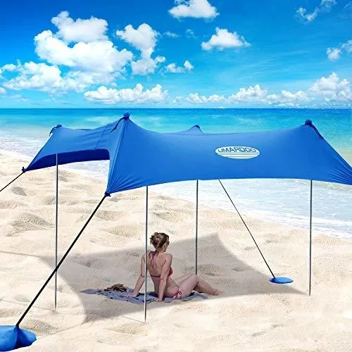 Toldo Playa Familiar Upf 50+ 10x10ft Con 4 Postes Aluminio
