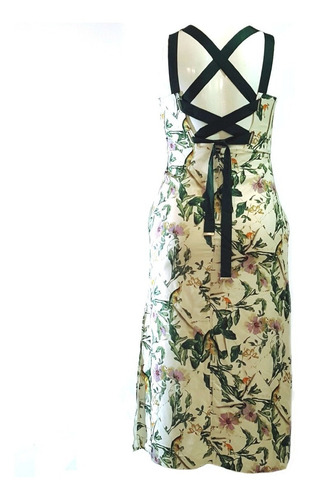 Imagem 2 de 5 de Vestido Midi Estampado Floral Decote Nas Costas 53498 Borda
