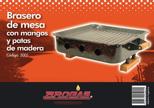 Imagen 4 de 6 de Brasero De Mesa Enlozado Bandeja Parrilla Asado