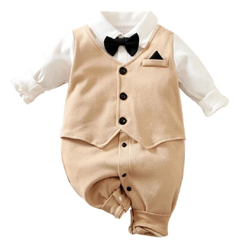 Traje Para Bebe Smokin Formal Elegante Mameluco Con Moño 