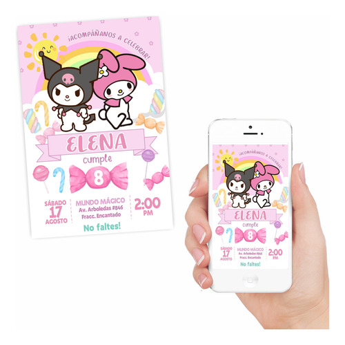Invitación Digital Cumpleaños Kuromi My Melody | Mod 2