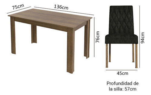 Mesa De Comedor Con Mesa Y 6 Sillas Madesa Allegro Mn 01