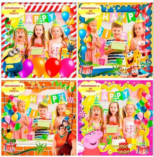 20 Diseños Coroplast 100x100cm Editables Psd Cumpleaños