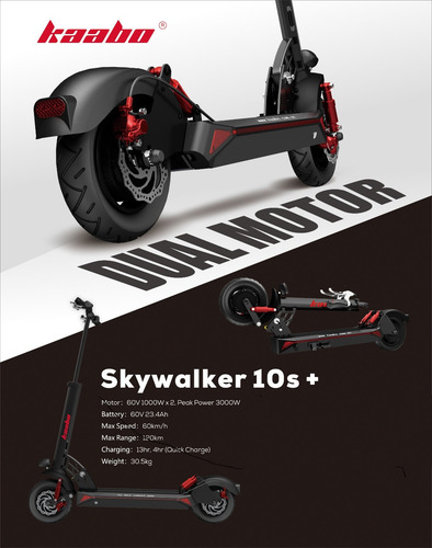 Monopatin Electrico Kaabo Skywalker 10s 800watts 40km/h 40km
