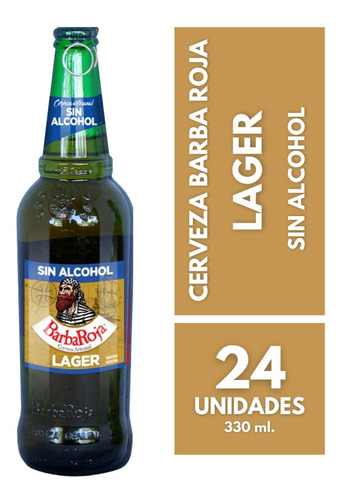 Cerveza Barba Roja Lager Sin Alcohol Pack X 24 X 330ml. 