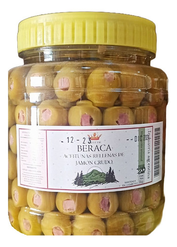 Aceitunas Verdes Rellenas De Jamon Crudo Beraca X 1 Kg.