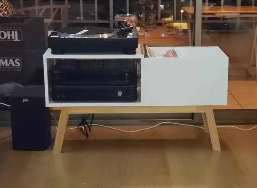 Mueble Para Tornamesa Y Vinilos Con División Para Discos