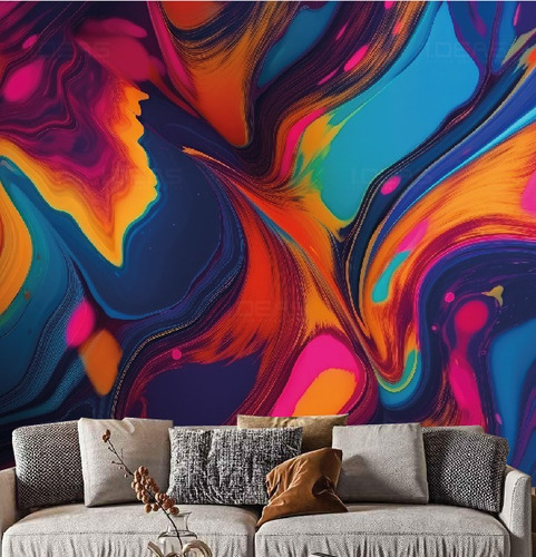 Vinilo Decorativo Foto Mural Colorido Agua Abstracto Tapiz