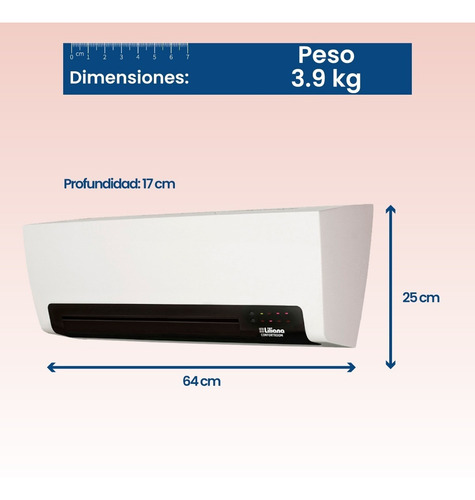 Imagen 3 de 5 de Turbo Calefactor Split Confort Liliana Apto Baño 2000w