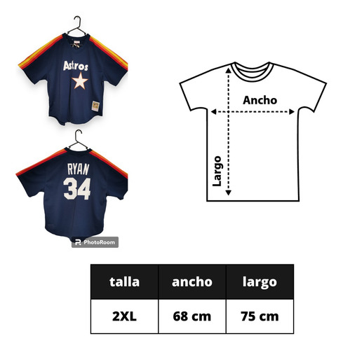 Jersey Astros Houston Nolan Ryan Talla 2xl Hombre Beisbol