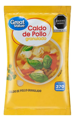 2 Pza Caldo De Pollo Great Value Granulado 370 G