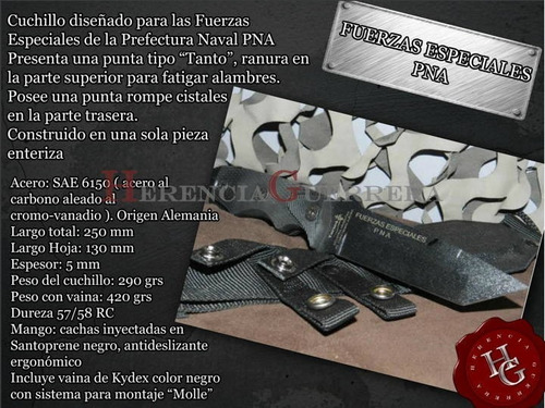 Imagen 6 de 8 de Cuchillo Yarara Fuerzas Especiales Pna Vaina Molle Tactico