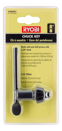 Ryobi - Llave De Portabrocas De Metal Negro De 5/8 Pulgadas