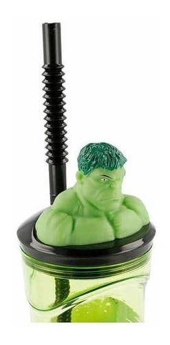 Imagen 2 de 3 de Vaso Con Figura 3d En La Tapa Hulk 360 Ml