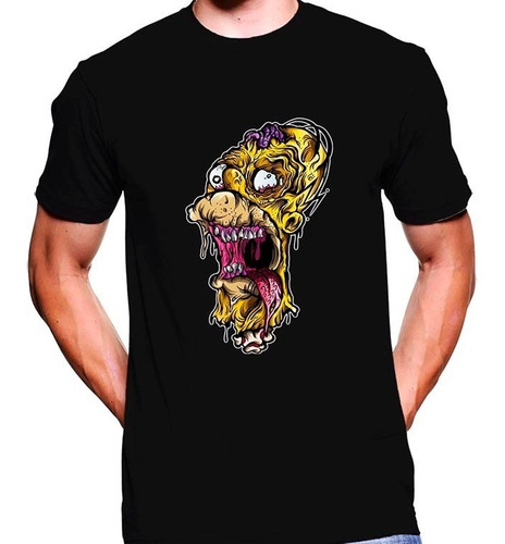 Camiseta Premium Dtg Calavera Estampada  Homero Zombie