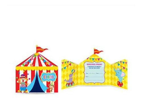 Imagem 1 de 1 de Convite Circo 8 Unidades - Decoração - Festa Infantil Circo