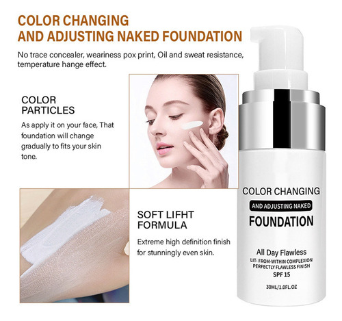 M Foundation Color Changing For Skin, Makeup Base Nude 3627