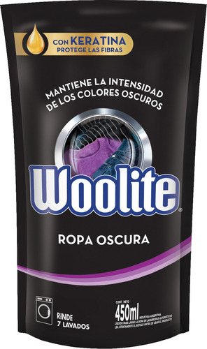 Imagen 1 de 1 de Jabón líquido Woolite Ropa Oscura repuesto 450 ml