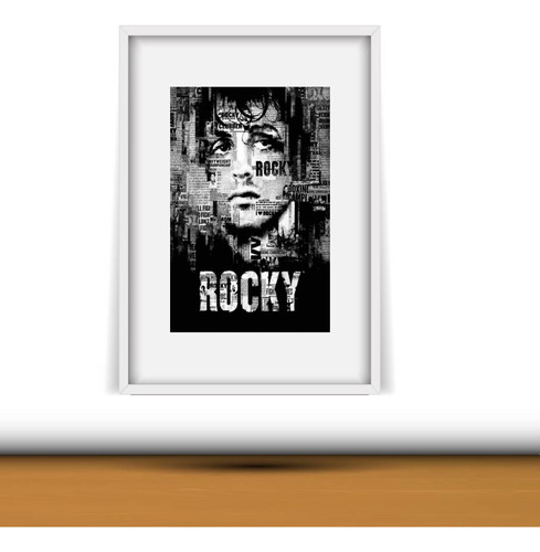 Cuadro Decorativo Rocky Balboa Enmarcado Blanco