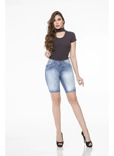 Bermuda Feminina Ciclista 5535 Jeans At O Joelho Shorts