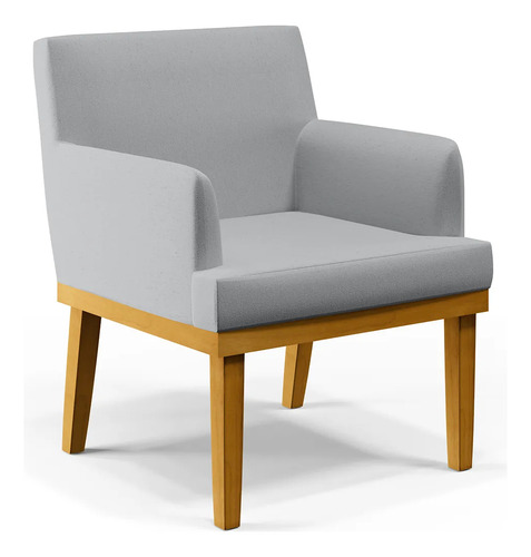 Poltrona Decorativa Para Sala de Estar e Recepção Beatriz W01 Linho Cinza