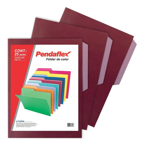 Fólder Pendaflex Color, Tamaño Carta, Color Borgoña, 100 Pz