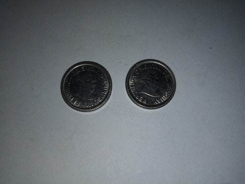 Antiguas Dos Monedas De Uruguay De 10 Centesimos Año 1994